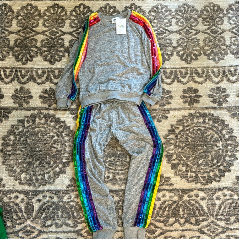 BNWT Lola and the Boys Sequin Rainbow Tracksuit set